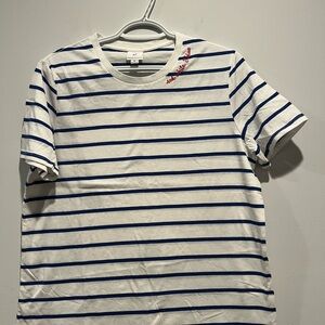 Gibson White and Navy Striped Tee